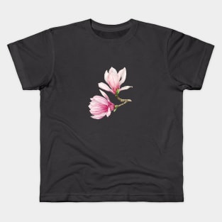 Pink Watercolor Magnolias Kids T-Shirt